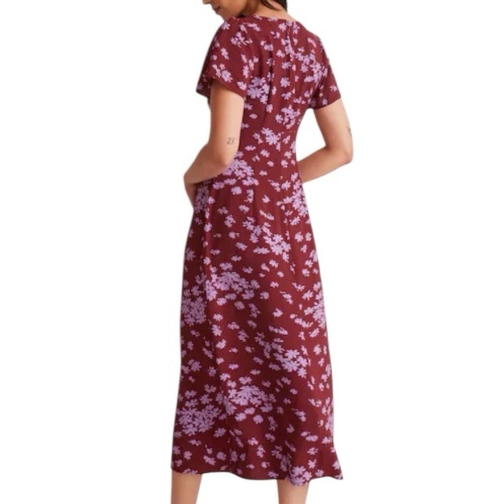 Madewell Maroon Midi Dress with Lavender Floral Print - Picture 2 of 6